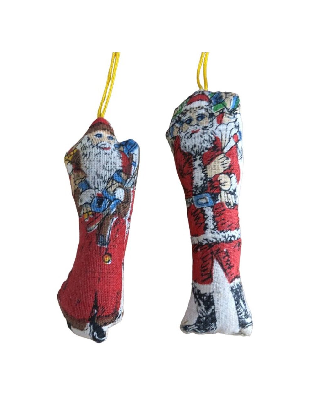 B Shackman Vintage Cloth Santas Stuffed Father Christmas Pillow Ornamen 1970s